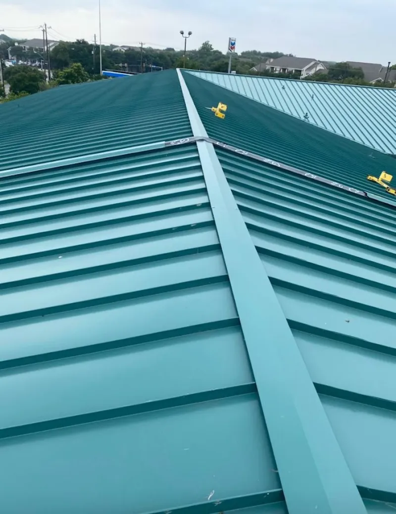 Green commercial metal roof ridge and valley for Metal Roof Repair in Haverstraw